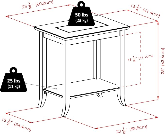 Winsome Genoa 25.04 x 23.94 x 16.3-Inch Composite Wood End Table with Glass Top, Dark Brown (92419)