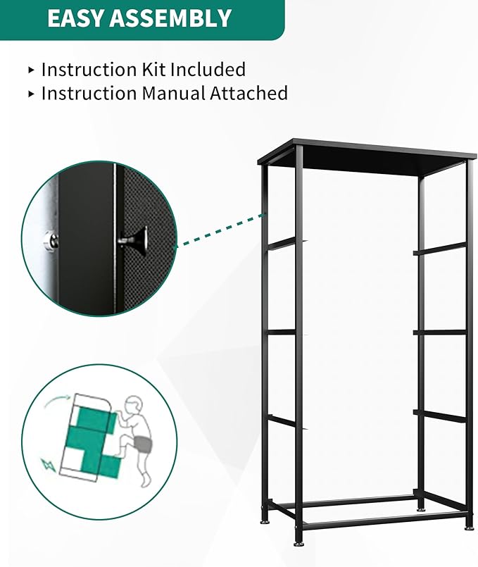 YITAHOME Dresser with 4 Drawers - Fabric Storage Tower, Organizer Unit for Hallway, Closets - Sturdy Steel Frame, Wooden Top & Easy Pull Fabric Bins, Black Wood Grain