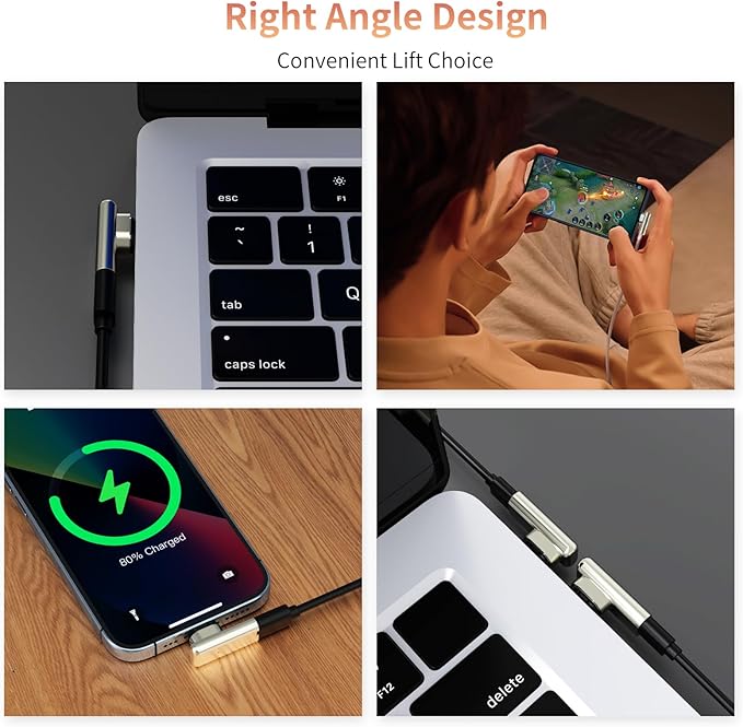 240W USB C Magnetic Adapter, Right Angle 90 Degree USB-C Male to Female Connector, 40Gbps Data Transfer, 4K Video Output, Right Angle USBC Adapter for MacBook Pro/Air, Steam Deck, PS5