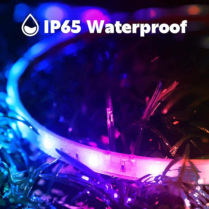 FBZ 300Ft Outdoor Waterproof LED Strip Lights,Music Sync RGB IP65 Led Lights with App Control and Remote,Color Changing Waterproof Led Rope Lights for Outdoor,Balcony,Roof,Garden,Stairs Party (300FT)