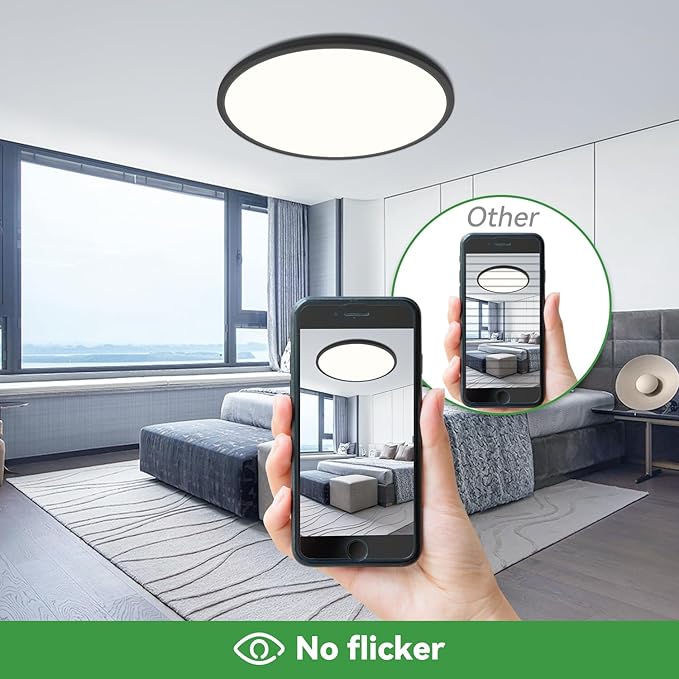 hepside 15.8INCH 2Pack Big Dimmable Flush Mount Ceiling Light Fixture Black, 3CCT 3000/4500/6000K Ceiling Lamp, 36W 4200LM Super Bright Low Profile Light for Bedroom, Kitchen, Bathroom, Hallway