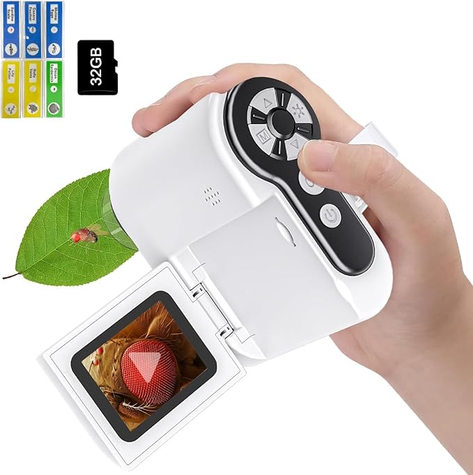 Microscope for Kids - 1000X Portable Handheld Kids Mini Microscope | Telescope with Photo and Video Educational Science Toys | Age 3 4 5 6 7 8 9 10 11 12 Years Old Kids Christmas Birthday Gift