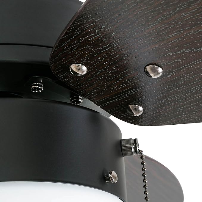 Honeywell Ceiling Fans Ocean Breeze Modern 30 Inch Ceiling Fan with Light, Pull Chain LED Indoor Fan with 3 Blades, Dark Brown Chestnut and Light Oak Blade Finish Options, Bronze (50602-01)
