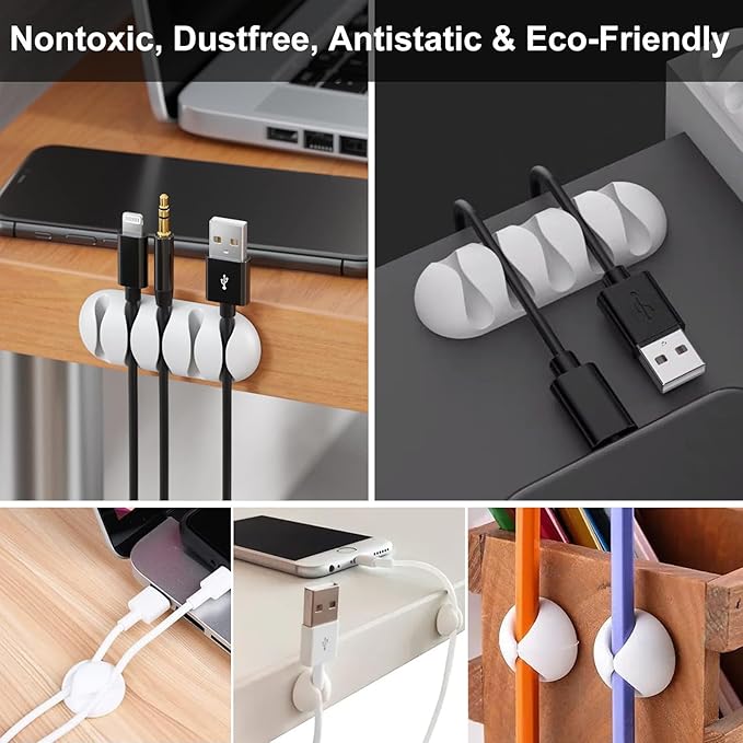 137PCS Cable Management Kit 4 Cable Sleeve Split 100 Cable Zip Ties 10 Cable Clips 15 Adhesive Wall Cable Tie 10 Cable Zip Tie for TV Computer Office Home Under Desk