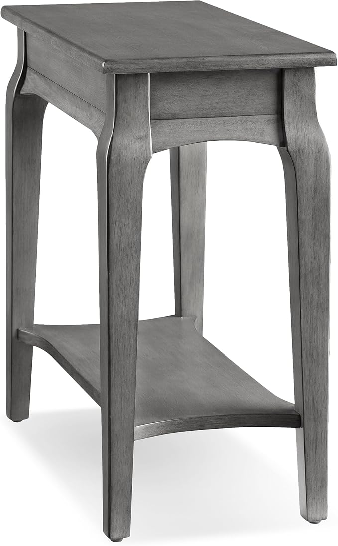 Stratus Solid Wood Narrow Side End Table with Shelf, Smoke Gray, Perfect for Living Rooms, Bedrooms, and Small Spaces – Leick Home, 22005-GR