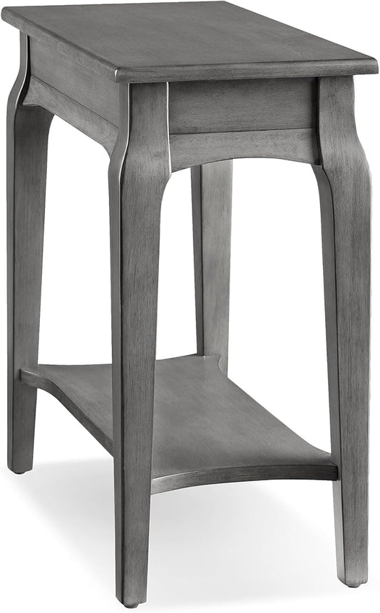 Stratus Solid Wood Narrow Side End Table with Shelf, Smoke Gray, Perfect for Living Rooms, Bedrooms, and Small Spaces – Leick Home, 22005-GR
