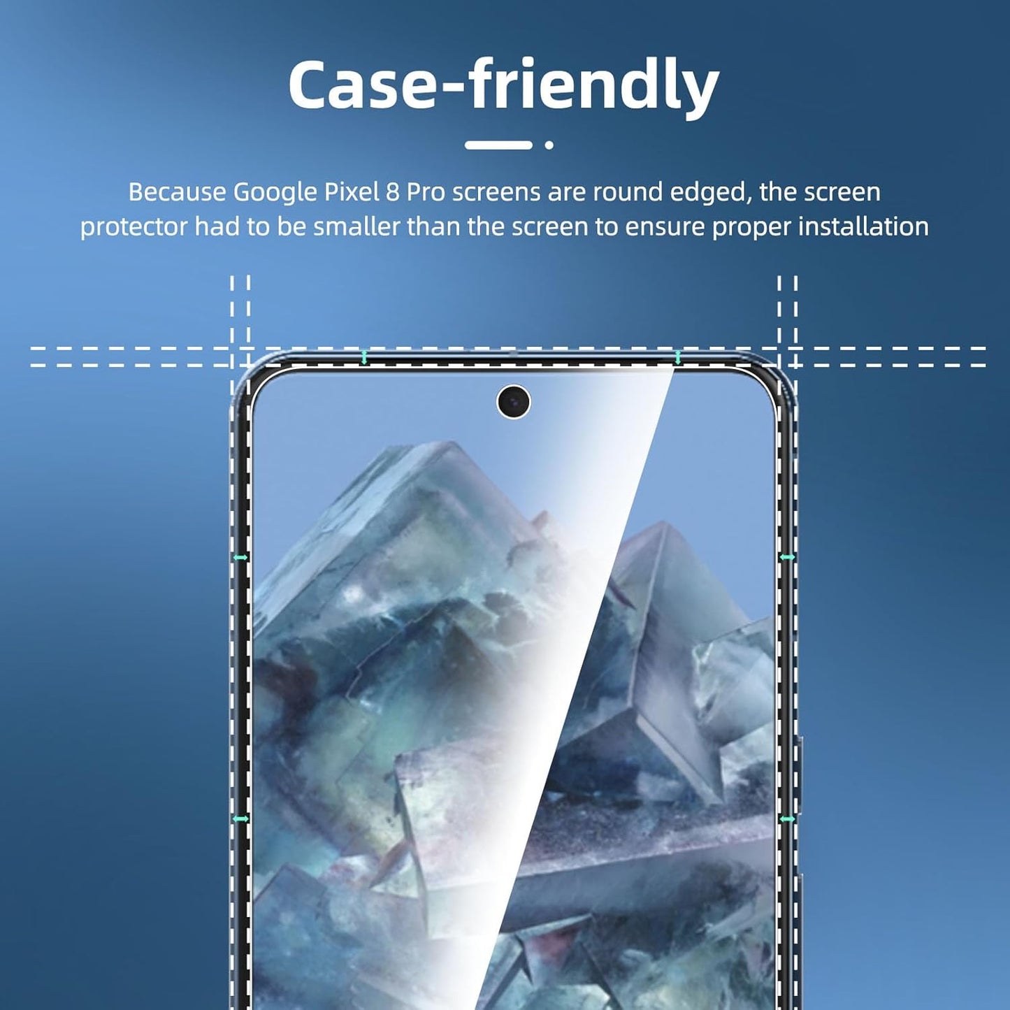 NEW'C Google Pixel 8 Pro Screen Protector - 3 Pack, Tempered Glass, Case Friendly, Scratch-proof, Bubble Free, Ultra
