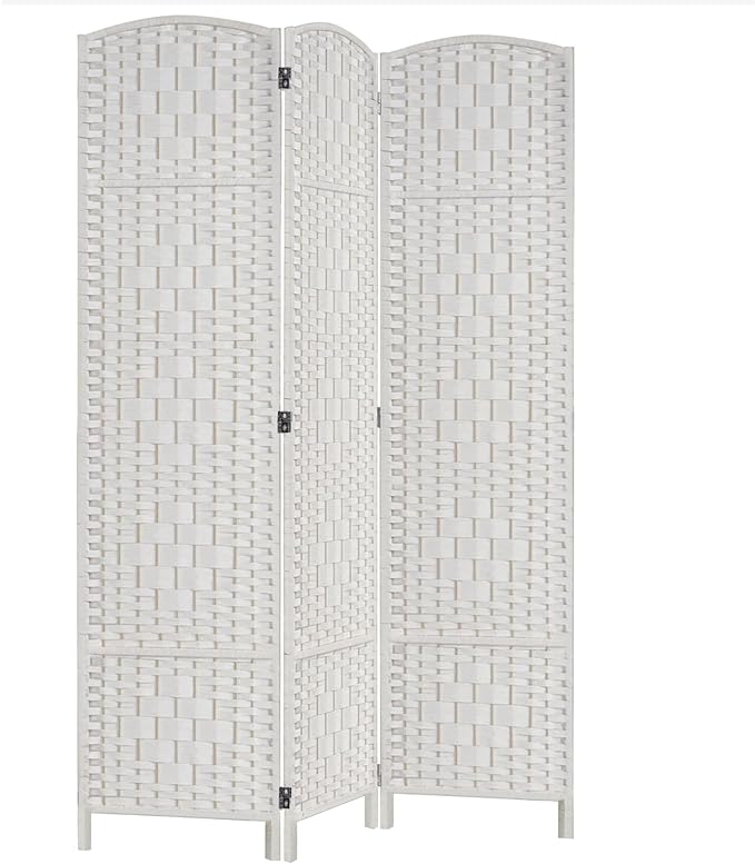 Rose Home Fashion 6 ft Tall Room Divider, Room Dividers and Folding Privacy Screens, 15.7in Privacy Screen 3 Panel Partition Temporary Wall Separation for Private, White