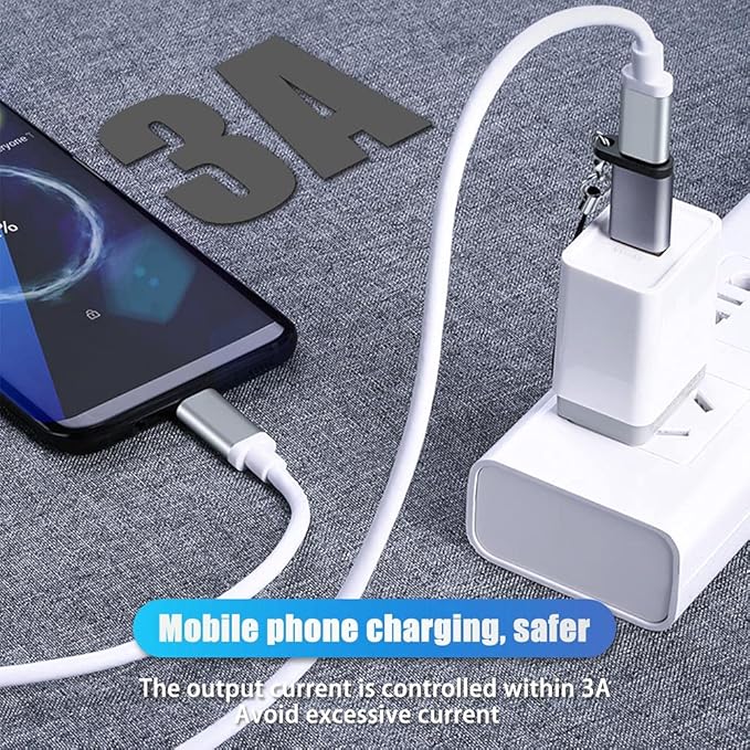 USB C Female to USB A Male Adapter (2 Pack) with Lanyard, USB Type-C to USB A 3.0 Adapter Converter Compatible with MacBook Pro, Samsung Notebook, Laptop, PC and More, Gray
