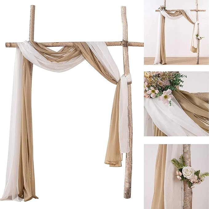 MIULEE Luxury Window Scarf Sheer Voile Elegant Topper Long Valance Solid Treatment Swags Drapes for Window Ceremony Wedding Canopy Bed 54" x 216" Brown 1 Piece