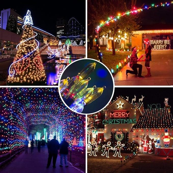 Christmas Light, 33ft 100 LED Battery Operated String Lights with Auto Timer & 8 Modes, Green Wire Outdoor Waterproof String Lights for Outdoor and Indoor Christmas Decor, Multicolor 2Pack