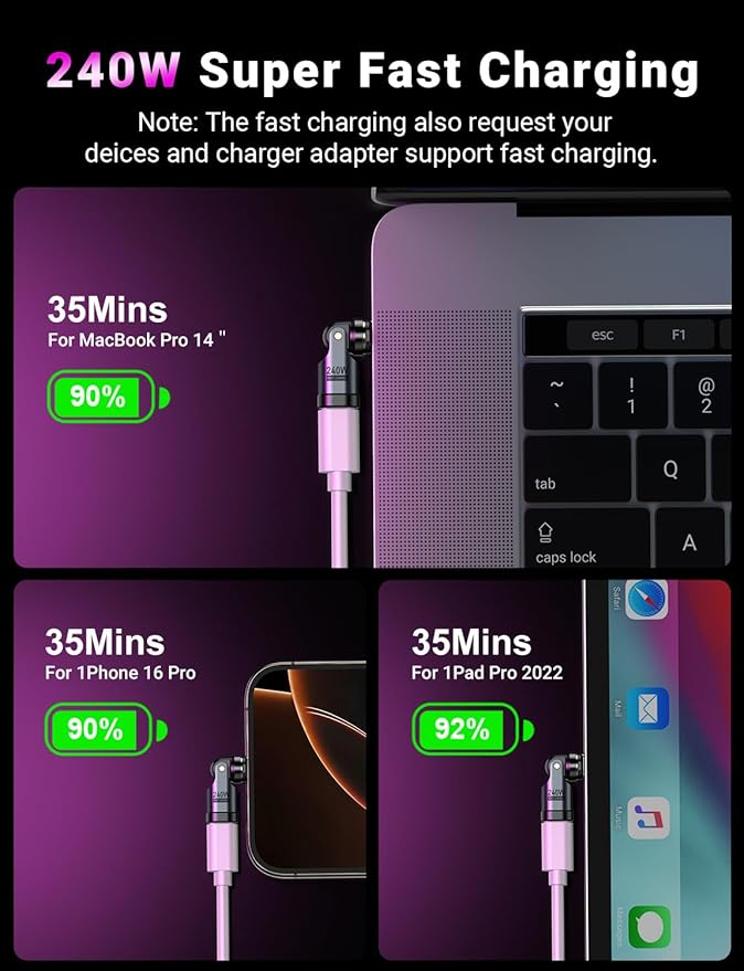 USB C Magnetic Adapter PD 240W(3Pack), 9PIN USB C 90 Degree Adapter/C Right Angle Adapter/180 Degree C Connector/C to C Adapters for 1Phone 17/16/15, Ma-Book Pro/1Pad Series, Samsung Galaxy Series