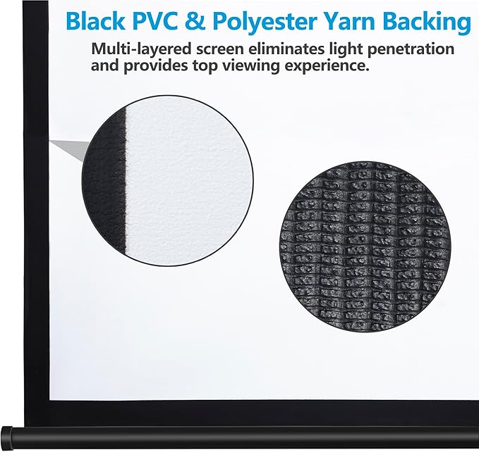 Smartxchoices 80" 16:9 HD Manual Projector Screen with Auto Lock Anti-Crease Home Theater Office Wall Mounted Ceiling Pull Down Projection 1.1 Gain Matte Black, View Size: 72 x 40 inches