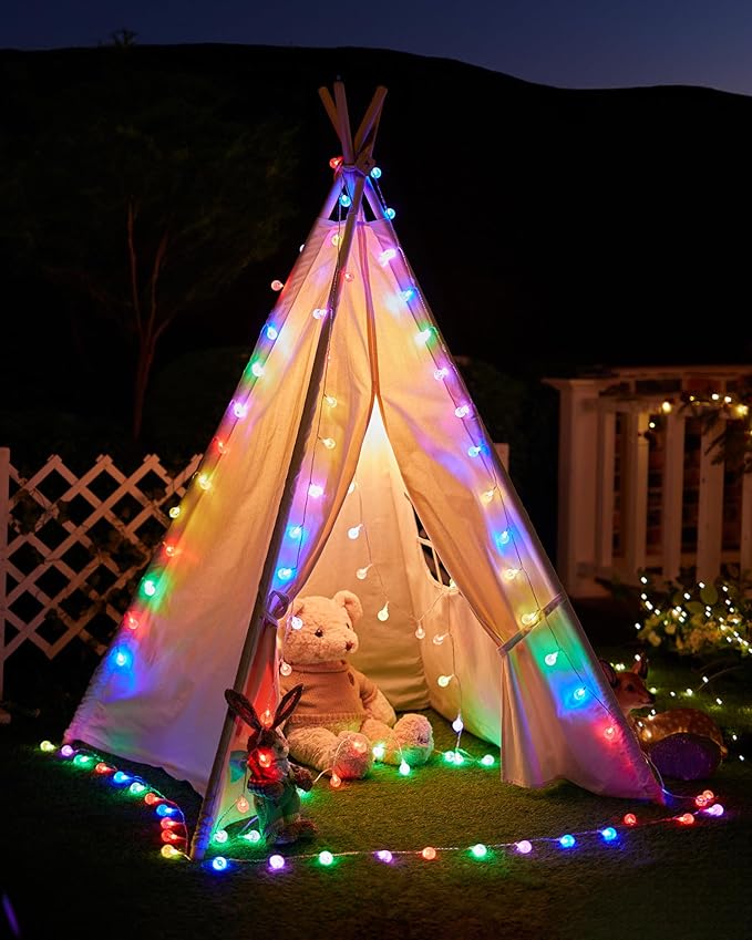 Minetom Crystal Globe String Lights - 33 ft 100 LED USB Color Changing Globe Ball Fairy Lights with Remote and Timer, Waterproof for Bedroom Tent Loft Bed Window Party, 16 Colors and Multicolor, RGB
