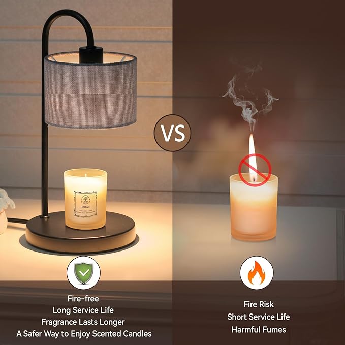 Candle Warmer Lamp with Timer, Dimmable Candle Wax Warmer Electric Candle Lamp for Scented Candles with 2 Bulbs, House Warming Gifts Christmas Gifts for Women Bedroom Home Decor - Gray