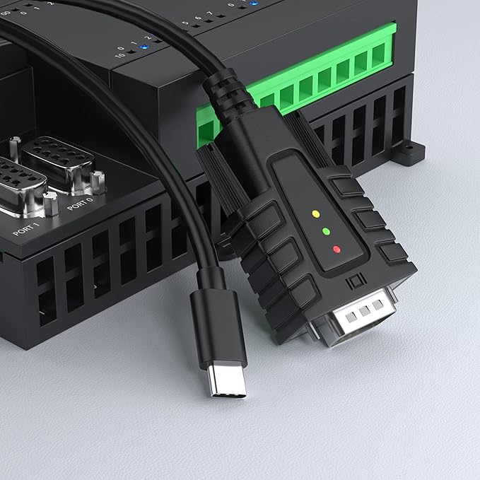 DriverGenius SerialEdgeX Series | USB-C to RS232 (DB9) Adapter with 3 LED Indicators (TX, RX, PWR), Compatible with Windows 11 and macOS 15 【USB232A-B-C, 2-Pack】