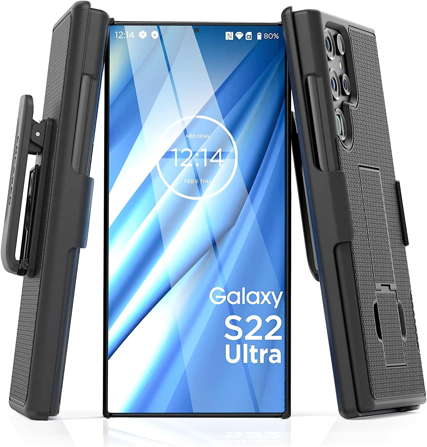 DuraClip Designed for Samsung Galaxy S22 Ultra Slim Phone Case with Holster, Belt Clip Case
