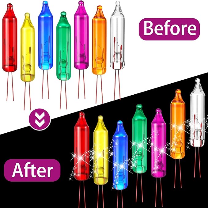 Mudder 200 Count 2.5V Christmas 50/100/150/200 Count Mini Incandescent Wire String Lights Replacement Bulbs Indoor/Outdoor Christmas Lights Decorations for Home Xmas Tree(Assorted Color)