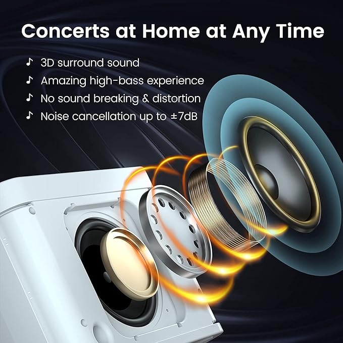 Karaoke Machine for Adults and Kids, Portable Bluetooth Karaoke Speaker with 2 Wireless Microphones for TV, Singing Karaoke for Home Party, Great Gifts for Boys and Girls