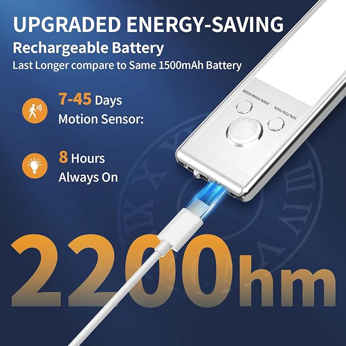 Under Cabinet Lights,88 LED Operated Motion Sensor Light Indoor,2200mAh USB Rechargeable Closet Lights, 4 Pack Magnetic Dimmable Closet Lights，Wireless Under Counter Lights for Kitchen, Stairs