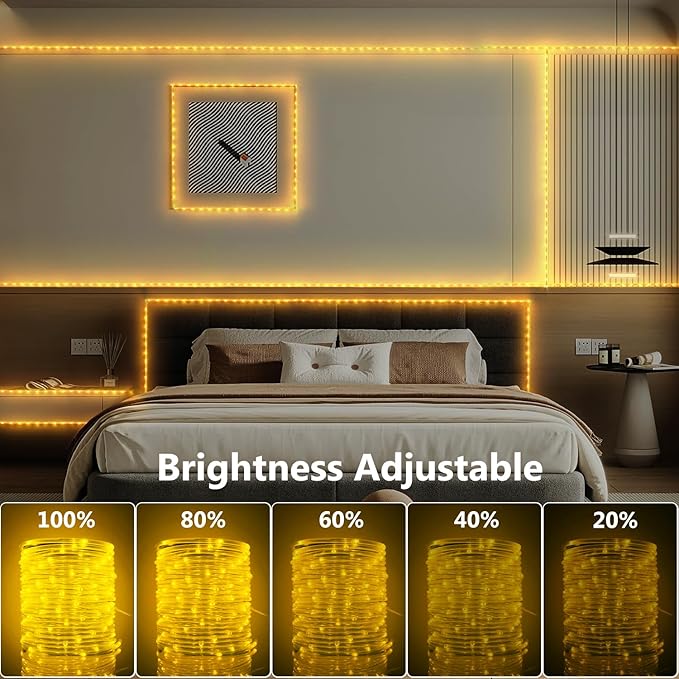 OMIKA 120 LED Rope Lights Plug in, 40ft 16 Colors Changing Outdoor String Light Waterproof with Remote Timer Twinkle Lights for Wedding Garden Patio Party Indoor Outdoor Decor(132 Modes)