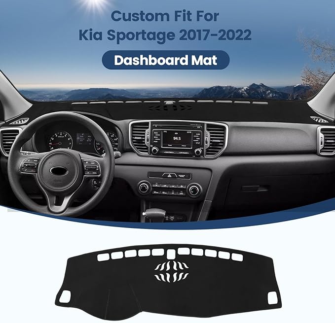 Dashboard Cover Mat Custom Fit for 2017-2022 Kia Sportage Dash Cover Nonslip Dash Mat Protector Sunshade No Glare Black