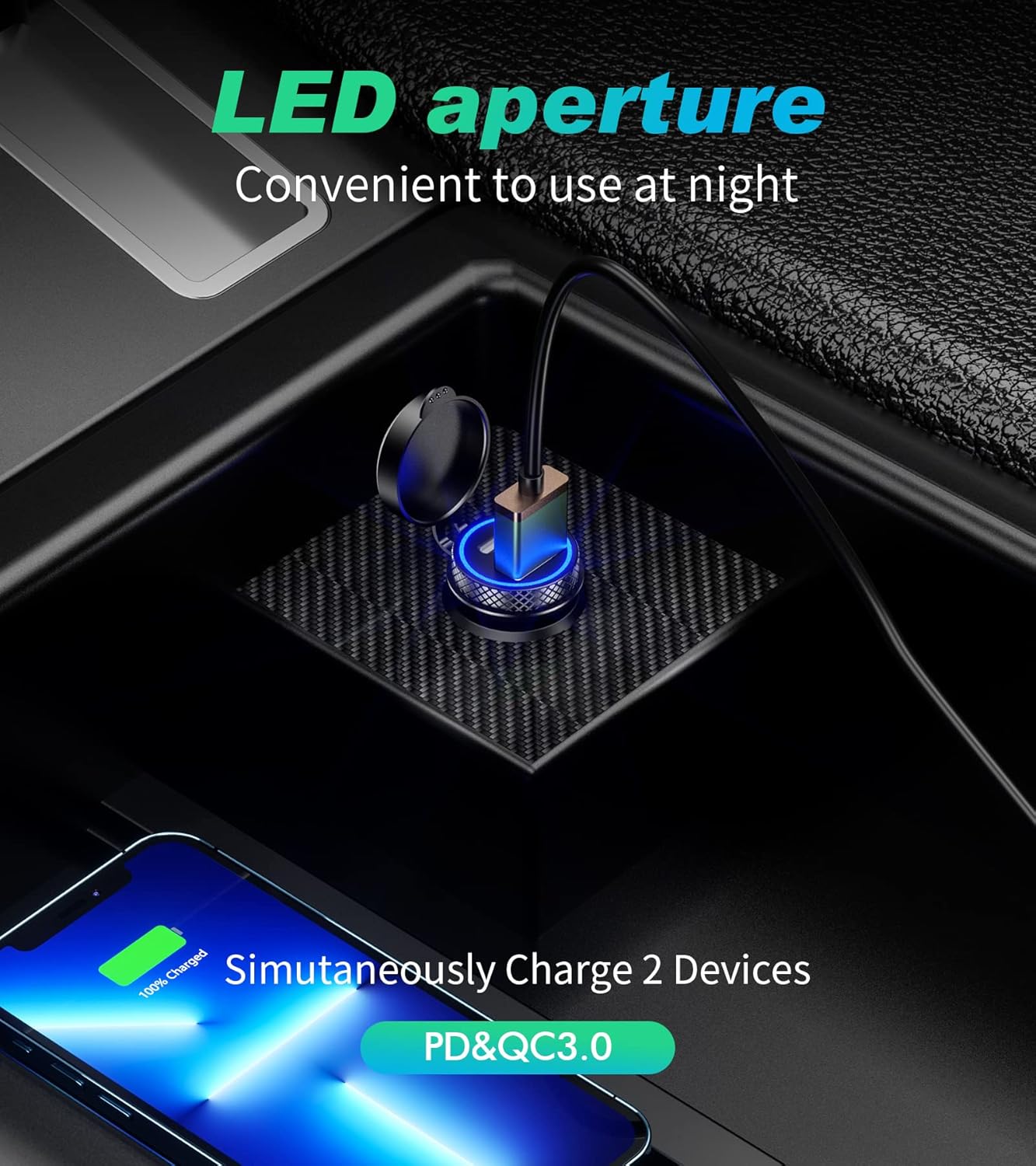 KEWIG USB C Car Charger, 60W/5A Super Mini Fast Adapter QC3.0&PD Type C Dual Port Quick Charge for iPhone 13/12 Pro/Max