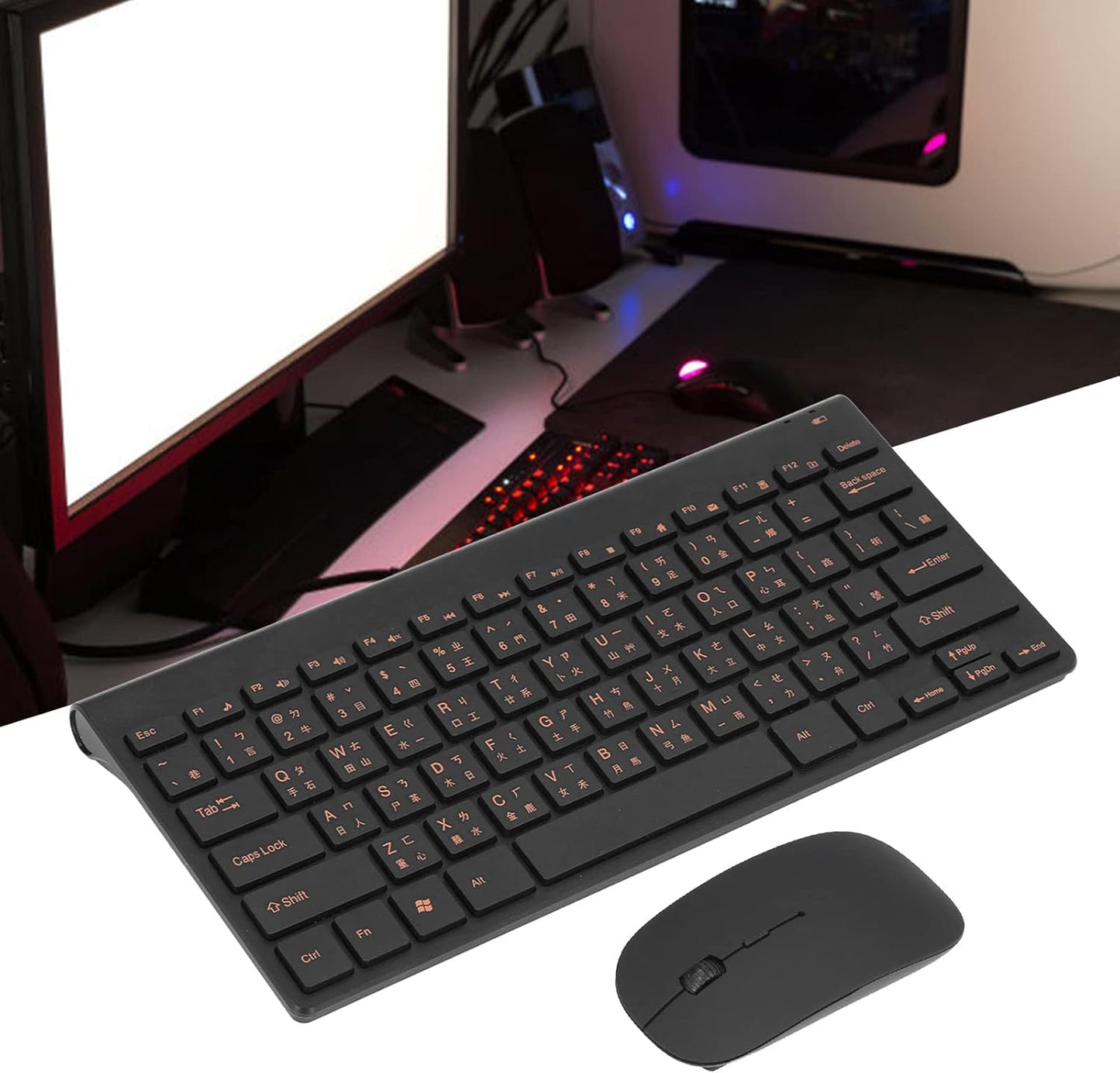 Zyyini Chinese English Keyboard, 78 Keys 2.4G Traditional Cangjie Character Keyboard, Thin Lightweight Silent Combos