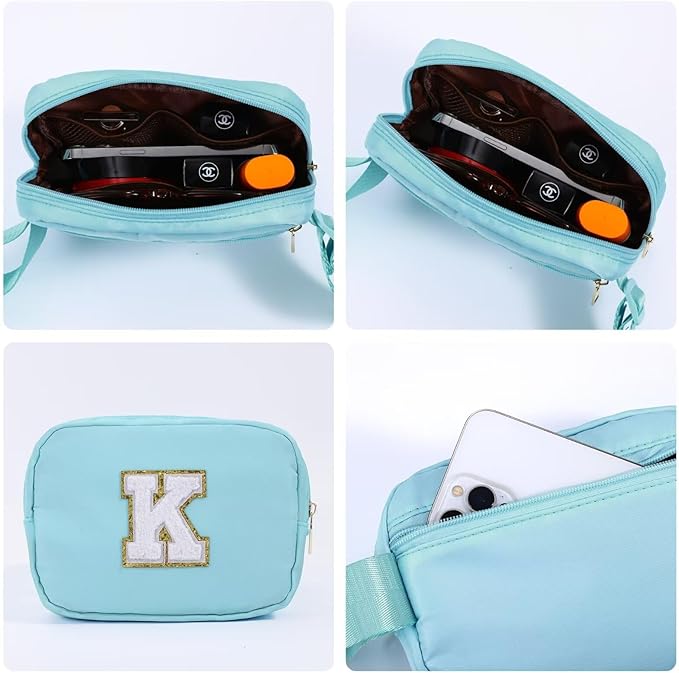 YOOLIFE Birthday Gifts for 4 5 6 7 8 9 10 11 12 13 14 Year Old Girls - Initial Fanny Pack Belt Bag Purse for Girls Teens Daughter Sister Niece, Personalized Trendy Stuff for Teen Girl Kids | Blue V