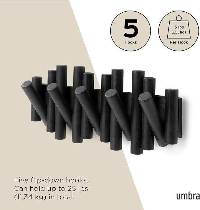 Umbra Picket Rail Hook for Entryways, Black