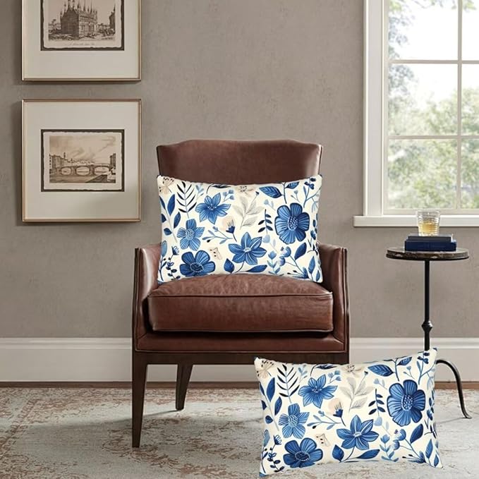 Throw Pillow Covers 24x35 Inch Pillow Covers Set of 2 Couch Pillows for Living Room, Blue Throw Pillows with Invisible Zipper, Soft Accent Pillows Decorative Pillows Farmhouse Decor, Scandinavian J334
