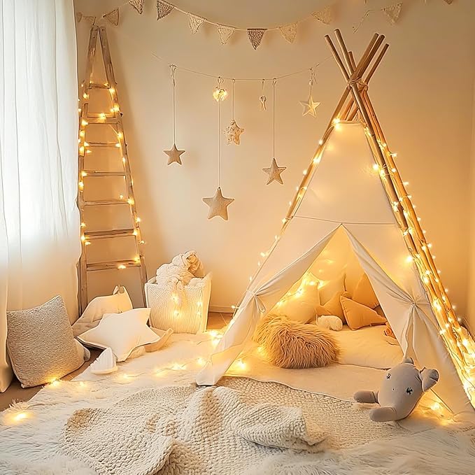 JMEXSUSS 4 Pack 50 LED Christmas Fairy Lights Battery Operated, 16ft Warm White Fairy Lights for Bedroom Wedding Patio Party DIY Mason Jar Decorations