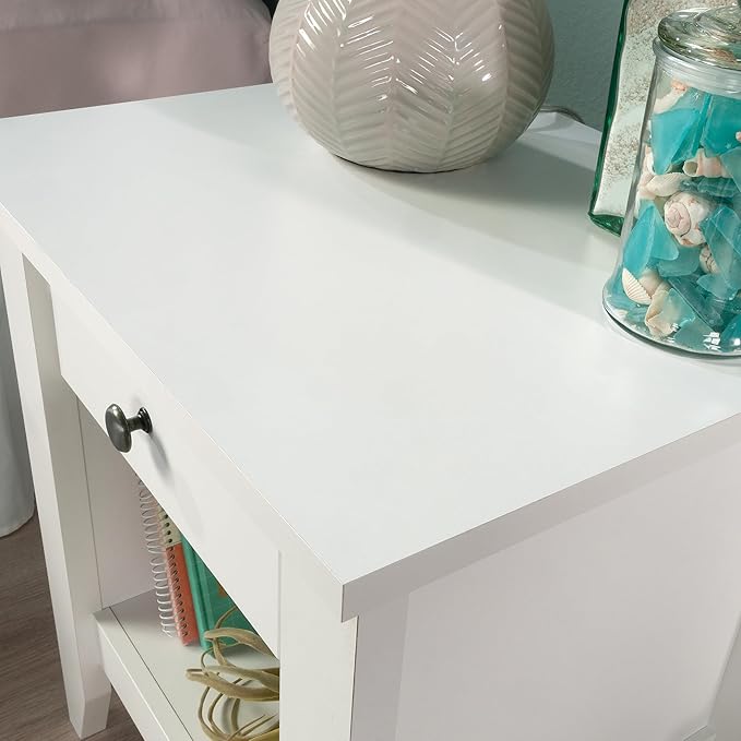 Sauder Shoal Creek Night Stand, Bedside Table, Bedroom Side Table, in Soft White finish