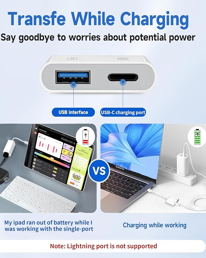 [Apple MFi Certified] USB-C to USB Adapter for iPhone 17/16/15, 10Gbps USB-C Male to USB 3.2 Female OTG, 3 in 1 Audio Cable 60W PD Charging Port and Data Transfer, Compatible with MacBook Pro Air