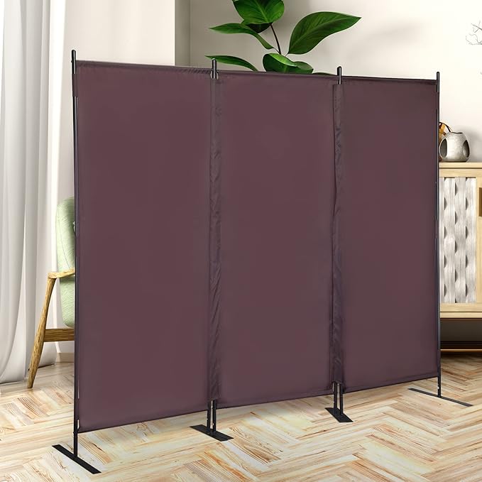 Room Divider Panel 6Ft Privacy Screen Wall Divider JAXPETY Folding Portable Partition Wall 88" W x 73" H Dividers for Room Separation Indoor, Brown