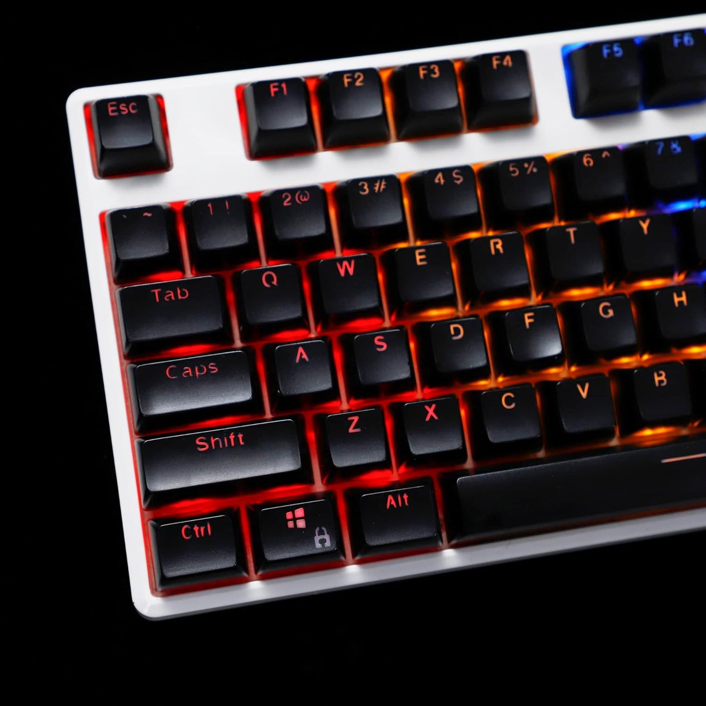 YMDK 104 Key SA Profile ANSI ISO Double Shot Keycaps for Standard MX 104 87 61 Keyboard (Black)