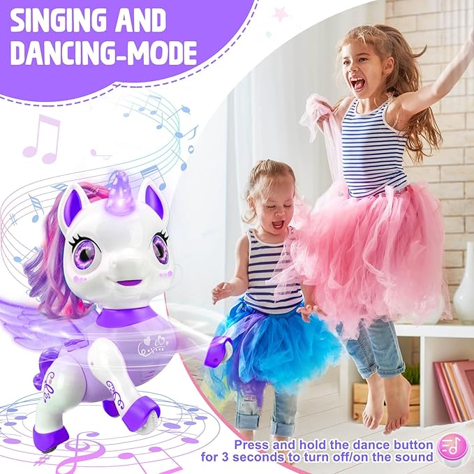 Unicorn Toys for Girls Age 4-6: Robot Pets for Kid Remote Control Robot Toy for Ages 5-7 Smart Robots Girl Toy 4-5 Robot Toy for Kid 8-12 Birthday Gifts for 3 4 5 6 7 8 Year Old Girl, Purple