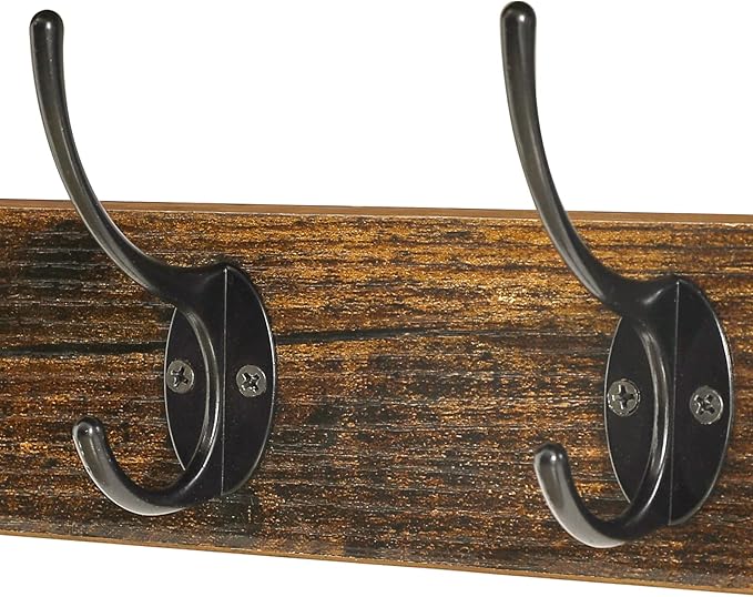 YMYNY Coat Rack Shelf Wall Mounted, Coat Hooks Set of 2, Entryway Coat Hanger with 8 Hooks, 31.5" Wall Floating Shelf with Hat Rack, for Kitchen, Bedroom, Bathroom, Rustic Brown UHWS001H-2