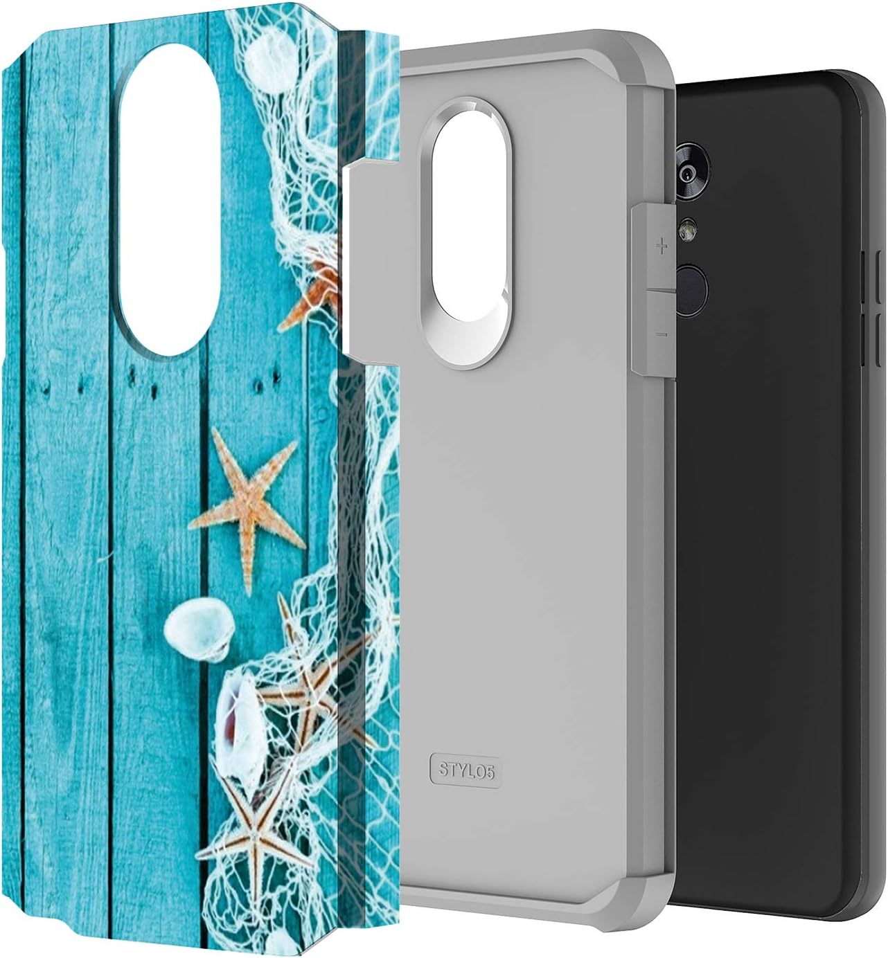 Rosebono Compatible Case for LG Stylo 5 / Stylo 5 Plus - Slim Hybrid Dual Layer Shockproof Hard Cover (Starfish)
