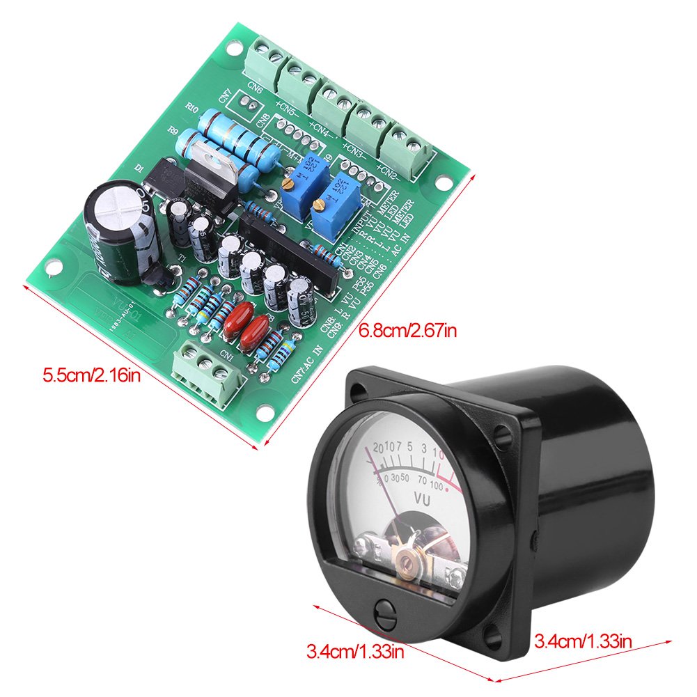 YWBL-WH 2PCS 12-15V/300mA VU Meter Warm Back Light Recording+Audio Level Amp with Driver Board.