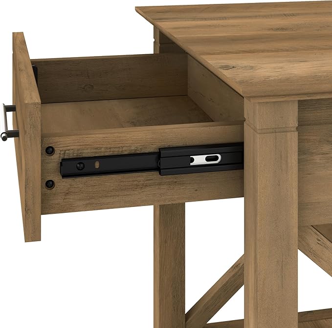 Bush Home End Table with Drawer, Nightstand with Storage, Living Room and Bedroom Furniture, Key West Collection, Reclaimed Pine