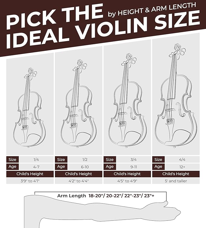 Vangoa Violin 4/4 Full Size Set Fiddle, Handcrafted Starter Acoustic Violins Kit with Solid Wood Side Board, Lightweight Hard Case for Beginners, Teens, Child, Kids Age 12+, Adults, Right Handed