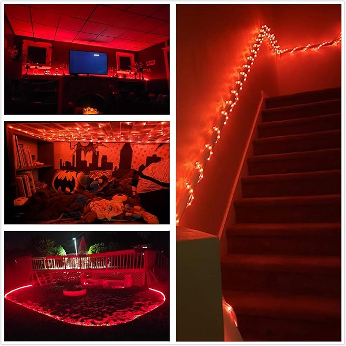 100Ft LED Rope Lights, LED Strip Lights Outdoor Waterproof Decorative Lighting for Indoor/Outdoor, Eaves, Backyards Garden, Halloween and Christmas Decorations(Red)
