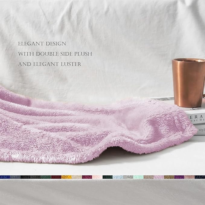 Exclusivo Mezcla Plush Fuzzy Fleece Throw Blanket Extra Large, Super Soft, Fluffy and Warm Blankets for Couch, Bed, Suitable for All Seasons (50x70 Inches, Light Purple)