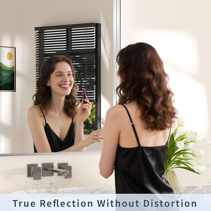 22×30 Silver Bathroom Vanity Mirror for Over Sink - Rectangle Framed Mirrors for Wall with Tempered Glass & Rounded Corners for Bedroom, Living Room, Horizontal/Vertical, Modern Farmhouse