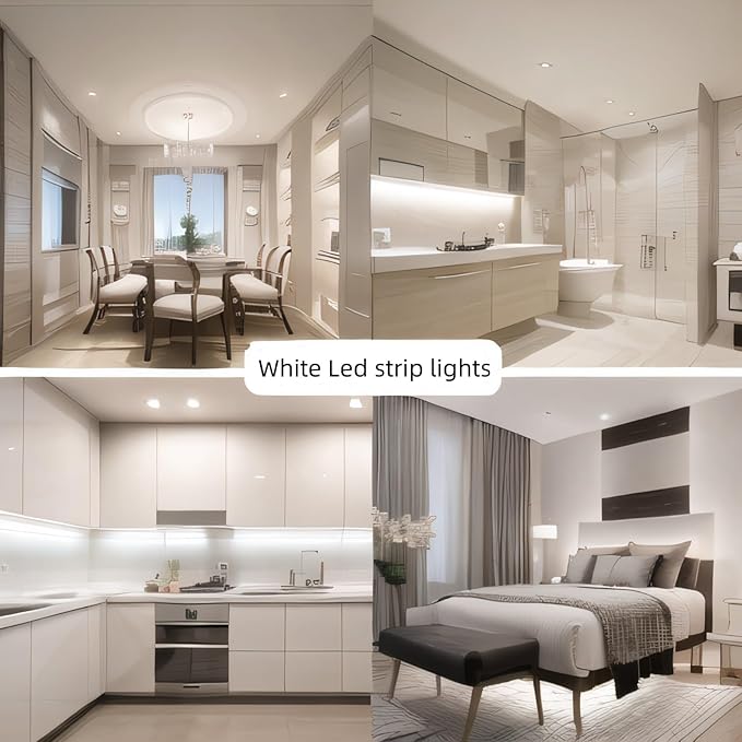 RadiantFlux White Strip Lights,2 Sets of 32.8ft. LED Strip Lights,Strip Light for Cabinet,1200 LEDs Flexible LED Strip Lights for Shelves, Living Room, Study, Wardrobe
