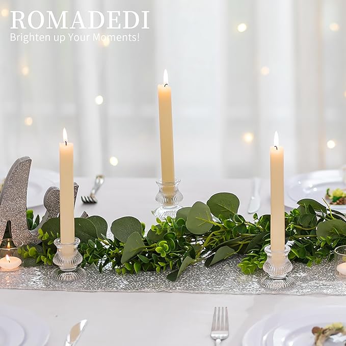 Romadedi Glass Candle Holder for Candlestick - 10 Pcs Clear Small Tapered Candle Holder Decor Bulk Wedding Table Centerpiece for Candle Sticks Christmas Party Living Room Dinner Advent