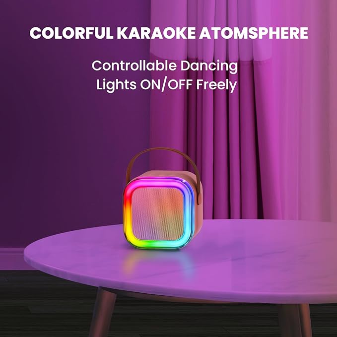 IROO Mini Karaoke Machine for Kids, 2025 TOP Toys Birthday Gifts Ideas for Girls Ages 4, 5, 6, 7, 8, 9, 10, 12+ Years Old, Portable MP3 Player with 2 Wireless Mics for Party