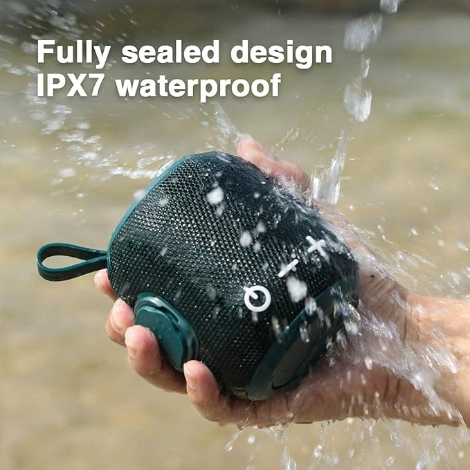 Portable Speakers Bluetooth Wireless Outdoor Small Bluetooth 5.0 Dual Pairing Shower Speaker, 24H Playtime Stereo Surround Sound, IPX7 Waterproof for Travel, Pool