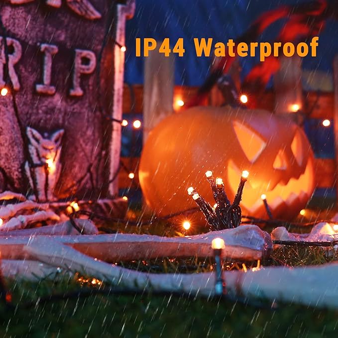 ODEETRONIC Orange Halloween Lights, 98.42ft 300 LED Orange Lights, 8 Mode Halloween Light String Connectable, Plug in Twinkle Fairy Light Waterproof for Indoor Outdoor Holiday Party Home Tree Decor